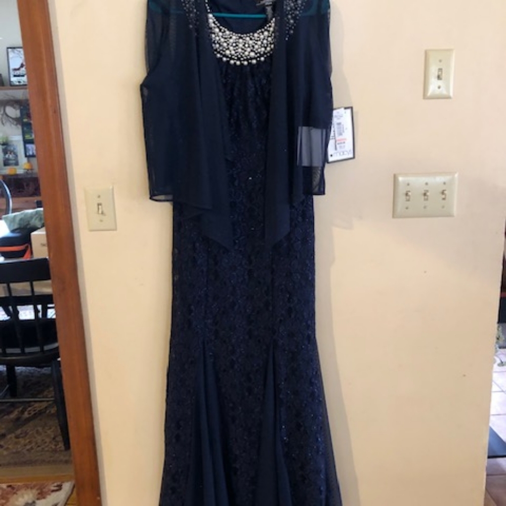 R & M Richards Navy Blue Maxi Dress